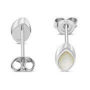 Mother of Pearl Lens Shaped Silver Earrings, e351st